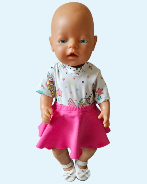 Cirkelrok met romper grijs-roze