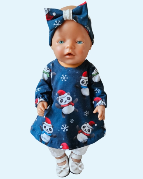 Jurk Blauw-Wit Panda met legging