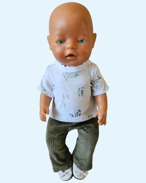 Flared broek groen met Shirt blad