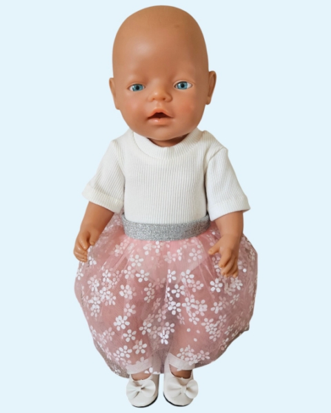 Tule rok met romper Wit Roze